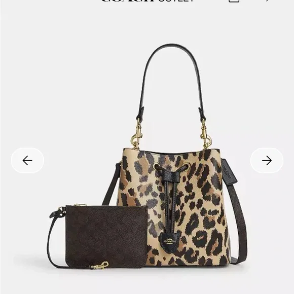 Coach Rowen Bucket Bag with Leopard Print -CCD03 - Picture 1 of 14